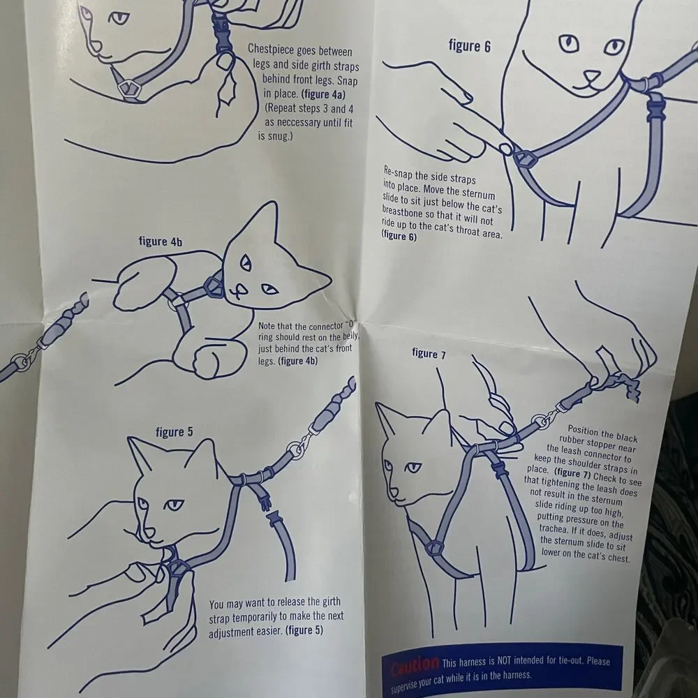 Premier Come With Me Kitty‎ Cat Harness & Bungee Leash Medium Blue Outdoor Walk